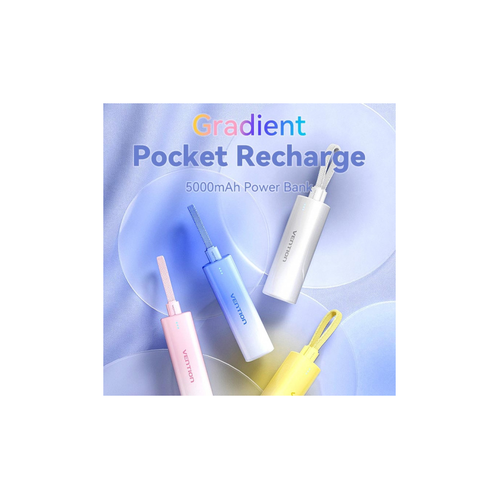 Батарея універсальна VENTION 5000mAh 20W PD, USB-C In/Out, Lightning In/Out, with cable, Gradient Blue (FHWL0) - picture 4