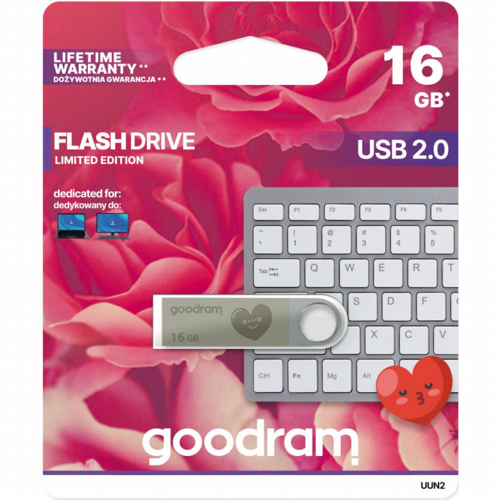 USB флеш накопичувач Goodram 16GB UUN2 Valentine Silver USB 2.0 (UUN2-0160S0R11-V) - зображення 2