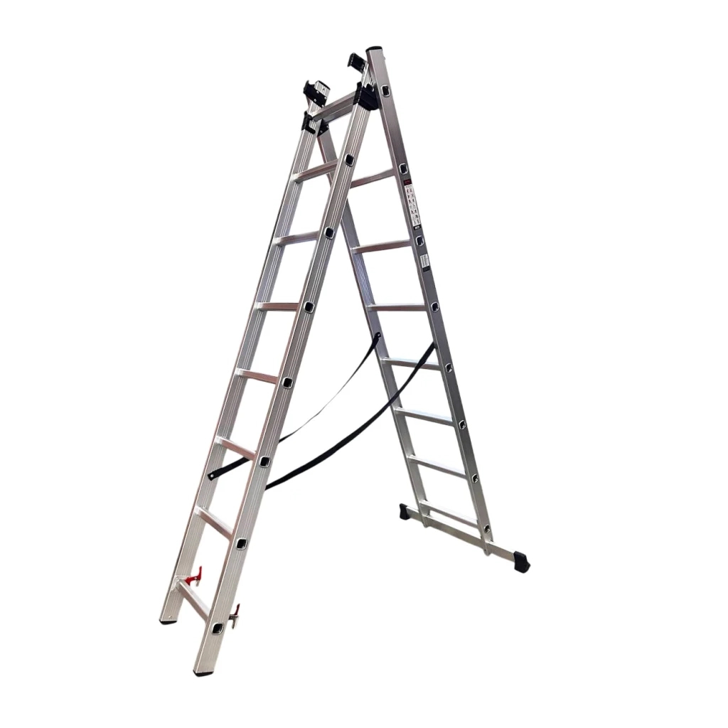 Драбина GTM 3-секції, розкладна, 3*8сх. 2,18-4,88м (KME308) - зображення 2