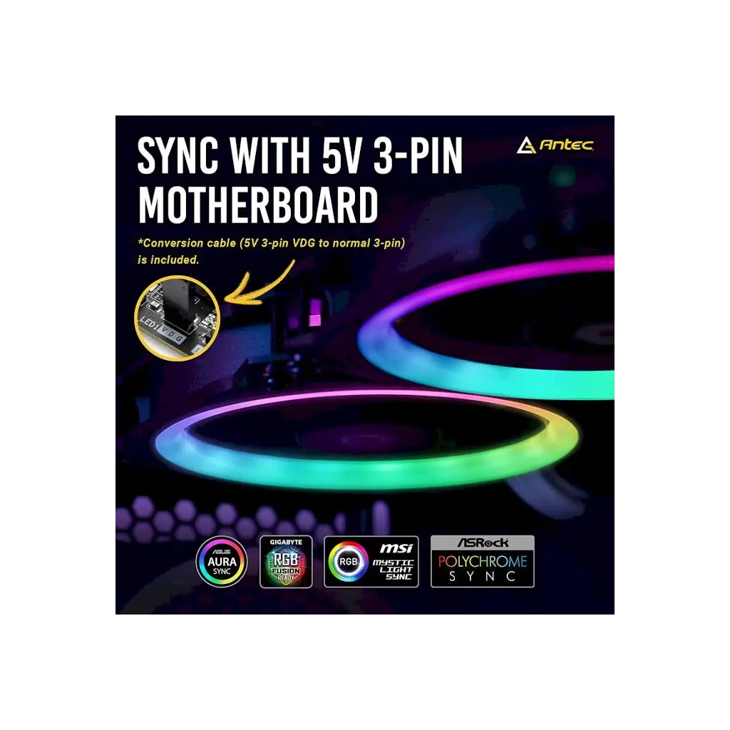 Кулер до корпусу Antec PRIZM 120 ARGB 5+C (0-761345-77512-0) - зображення 5