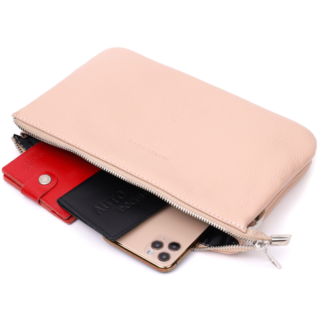 Сумка Grande Pelle З натуральної зернистої шкіри Пудрова (11698) - зображення 9