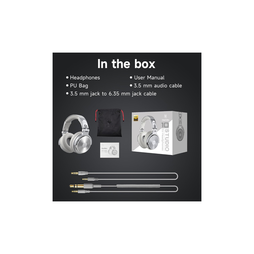 Навушники OneOdio Pro 10 3,5мм/6,35мм Silver (Pro 10 Silver) - зображення 2