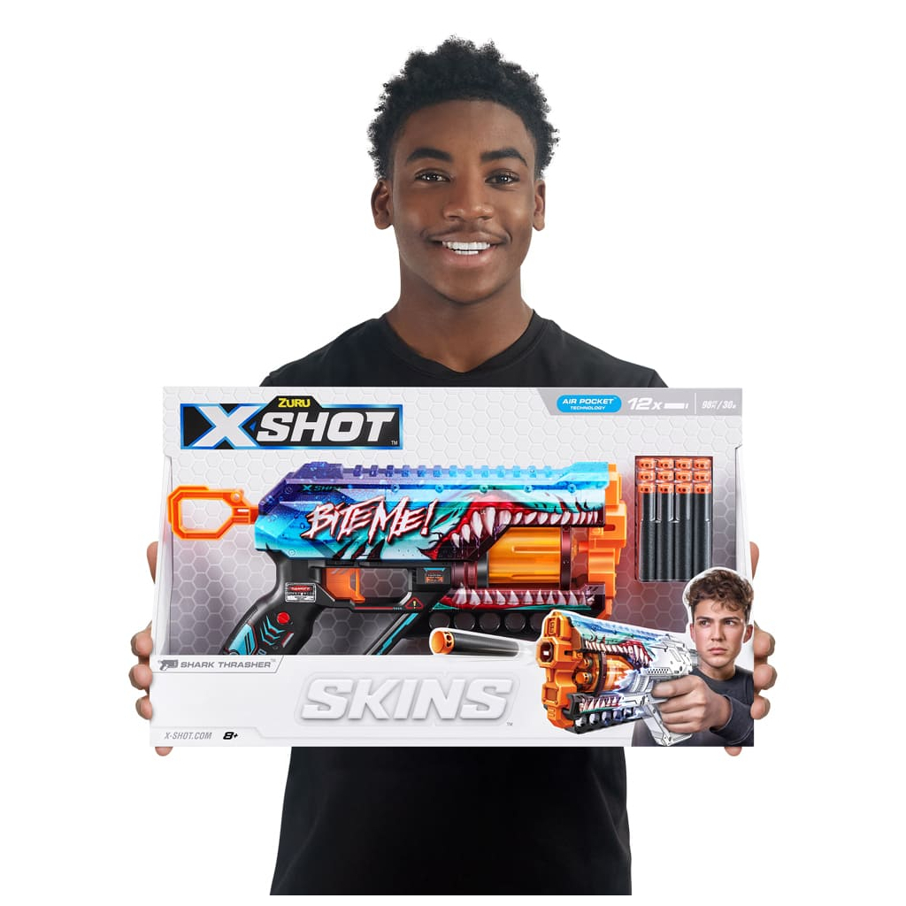 Іграшкова зброя Zuru X-Shot Швидкострільний бластер Skins Griefer Shark Thrasher (12 патронів) (36561В) - зображення 5