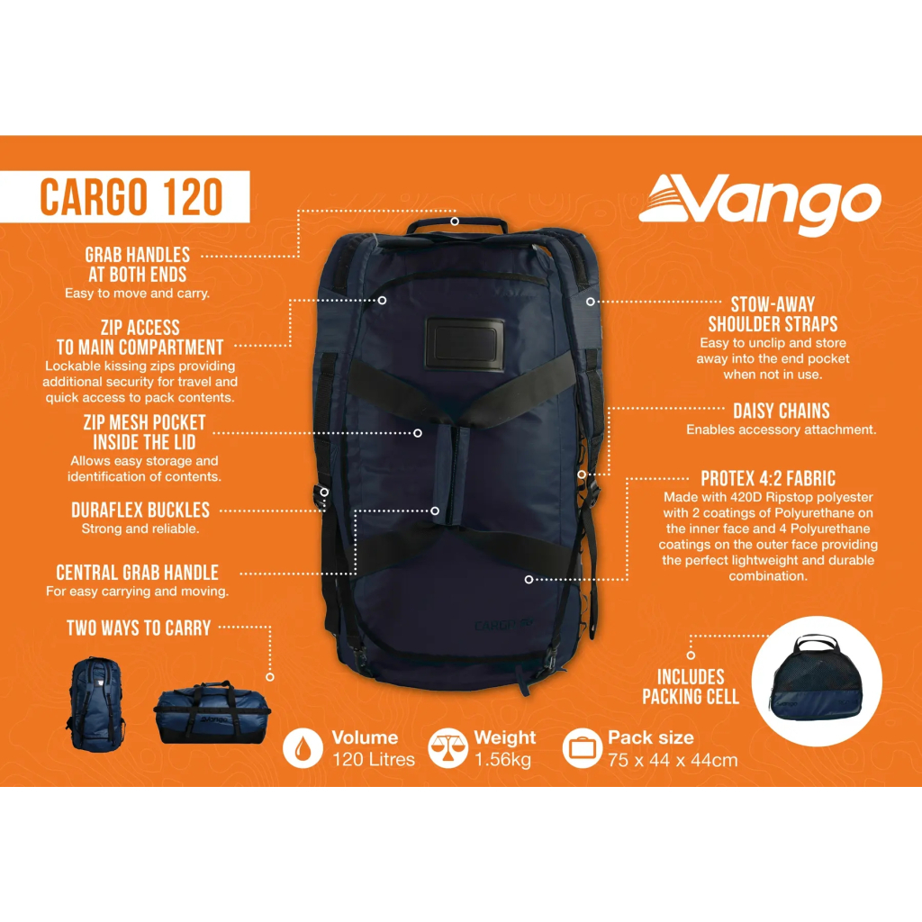 Дорожня сумка Vango Cargo 120 Moonlit Ocean (RUUCARGO0000001) (930854) - зображення 8