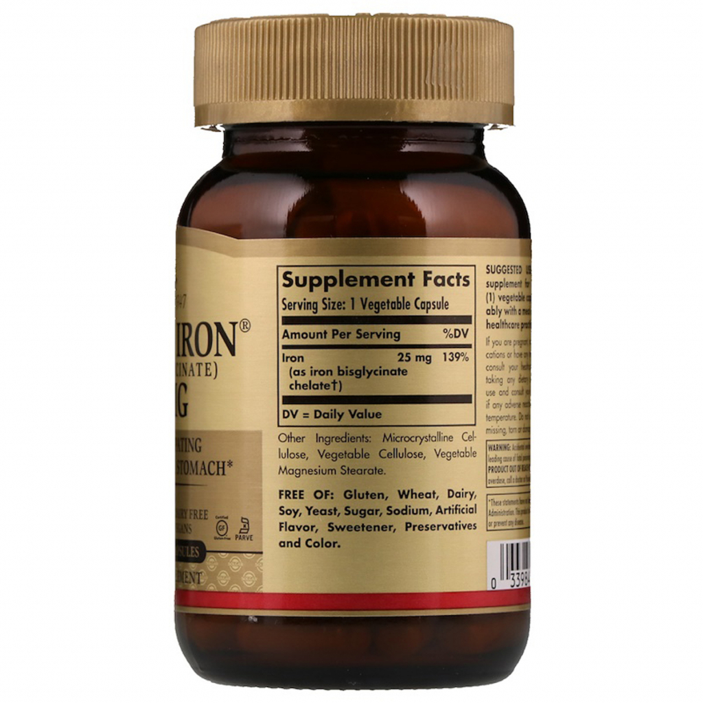Мінерали Solgar Хелатне залізо, Gentle Iron, 25 мг, 90 капсул (SOL-01249) - зображення 2