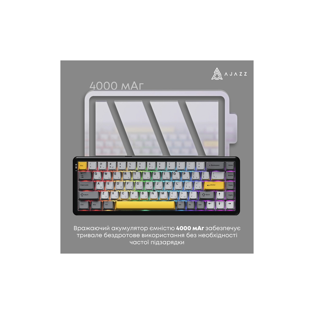 Клавіатура Ajazz AK680 MAX (8+8K) Magnetic Switch RGB Wireless/Bluetooth/USB Black (AK680-M-BGY-A) - зображення 6
