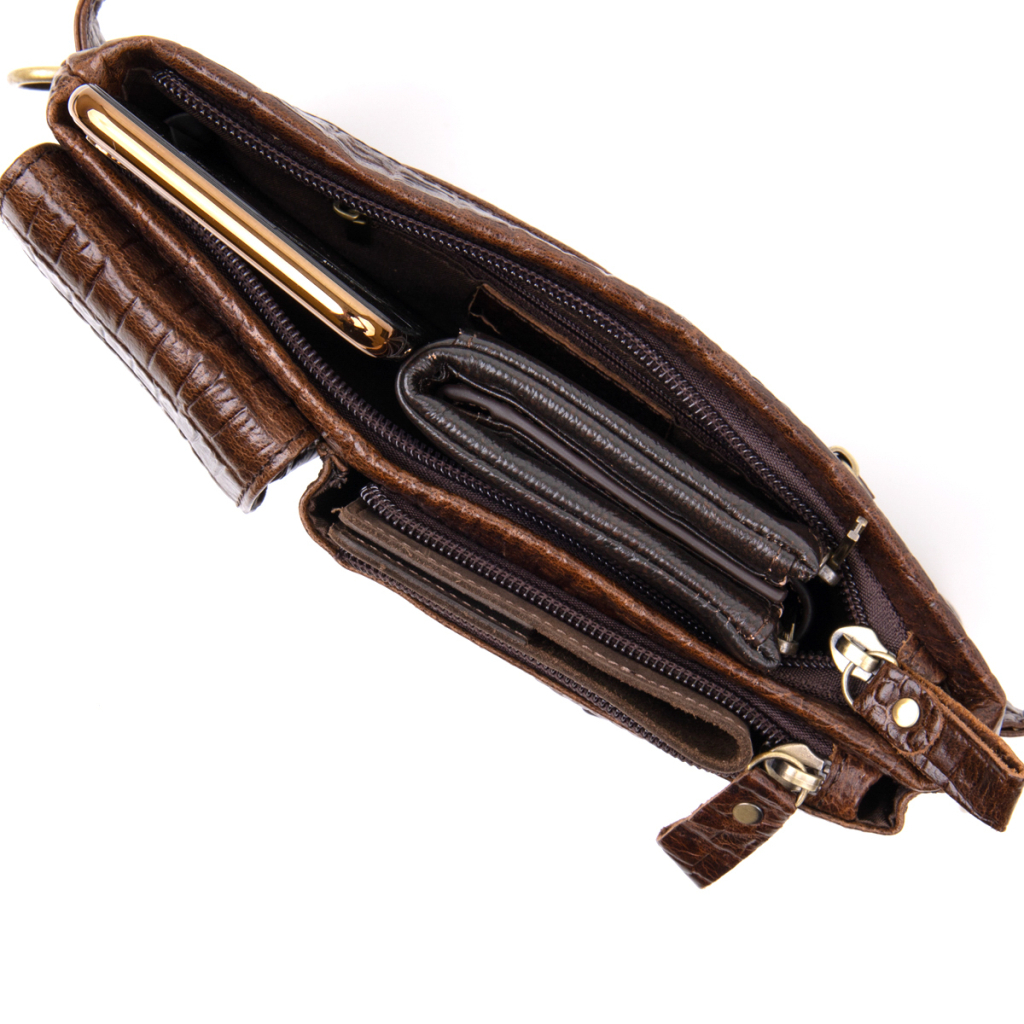 Сумка Vintage Бананка поясна під шкіру рептилії унісекс Коричнева (20401) - зображення 5