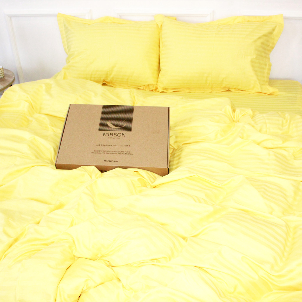 Постільна білизна MirSon Satin Stripe 30-0003 Intense Yellow 160х220 Сімейна (2200005248232) - зображення 4