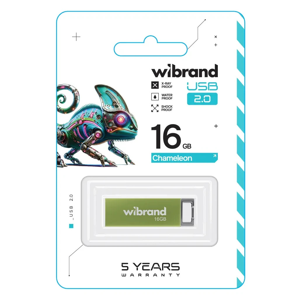 USB флеш накопичувач Wibrand 16GB Chameleon Green USB 2.0 (WI2.0/CH16U6LG) - зображення 2