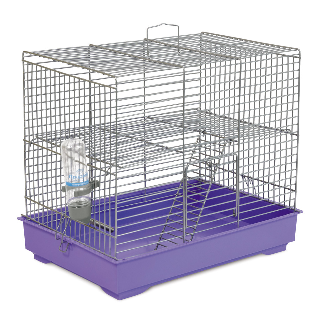 Клітка для гризунів Природа Міки 37x32x26 см з драбинкою хром/фіолетова (4823082415151) - изображение 1