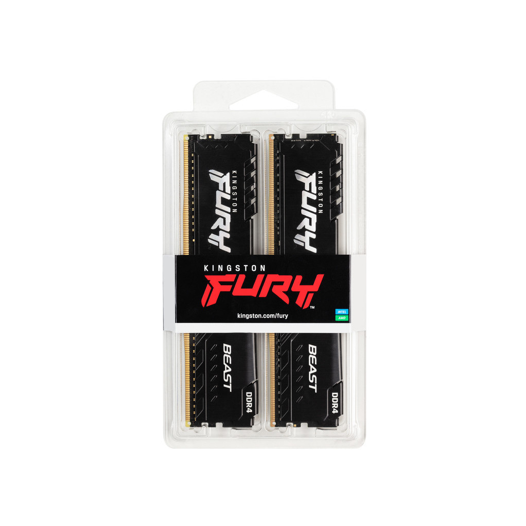 Модуль пам'яті для комп'ютера DDR4 32GB (2x16GB) 3200 MHz Fury Beast Black Kingston Fury (ex.HyperX) (KF432C16BBK2/32) - изображение 3