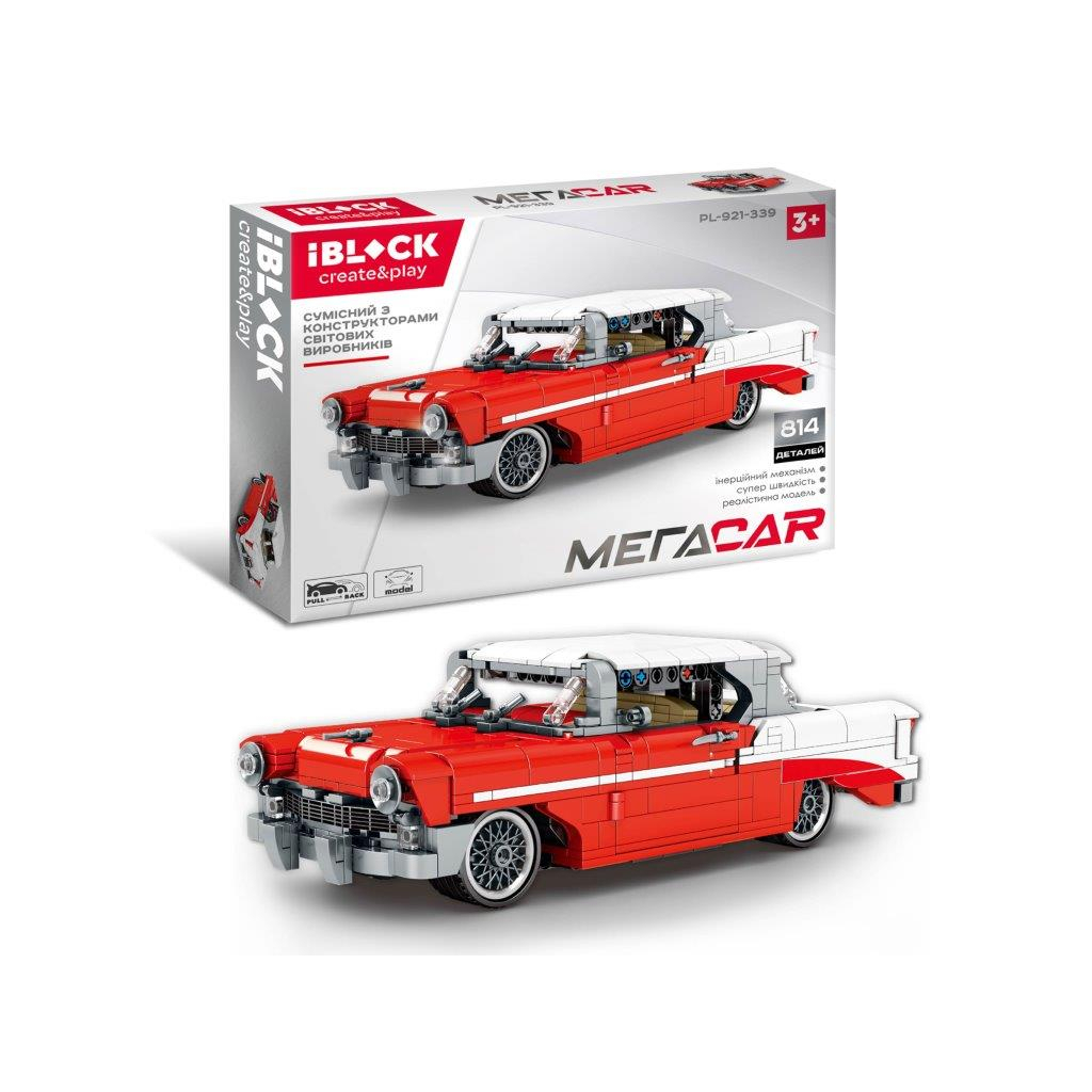 Конструктор iBlock Ретромобіль червоний 814 деталей (PL-921-339) - зображення 1