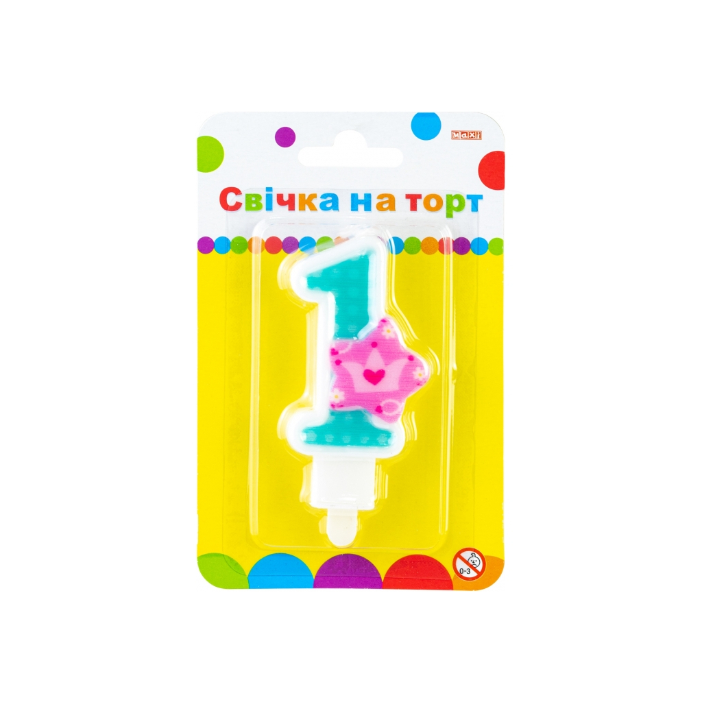 Свічка Maxi Princess "1" висотою 7,62 см (MX622050-1) - зображення 1