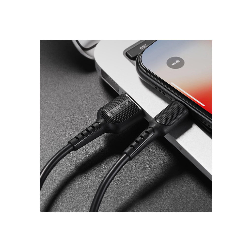 Дата кабель USB 2.0 AM to Lightning 1.0m 2A PVC BX16 black BOROFONE (6957531099512) - зображення 5