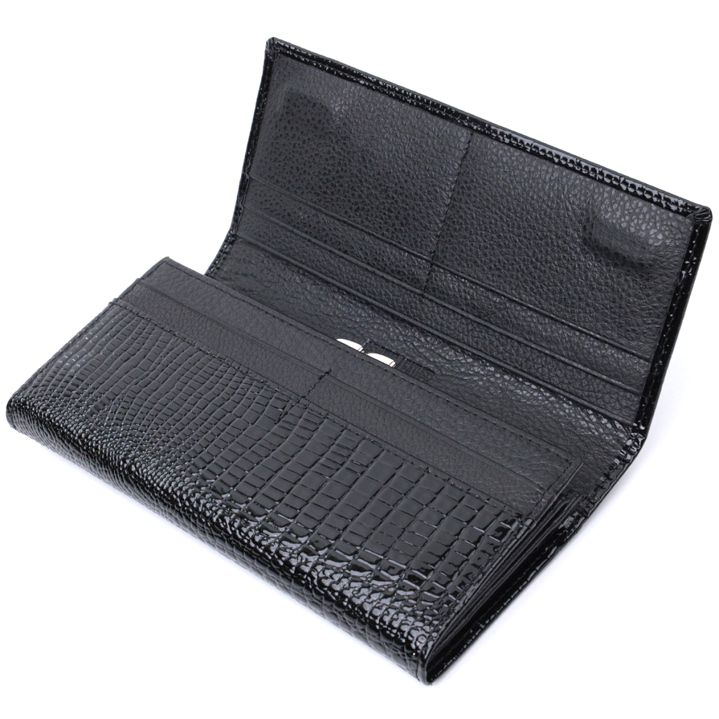 Гаманець ST Leather З натуральної лакованої шкіри Чорний (22679) - изображение 6