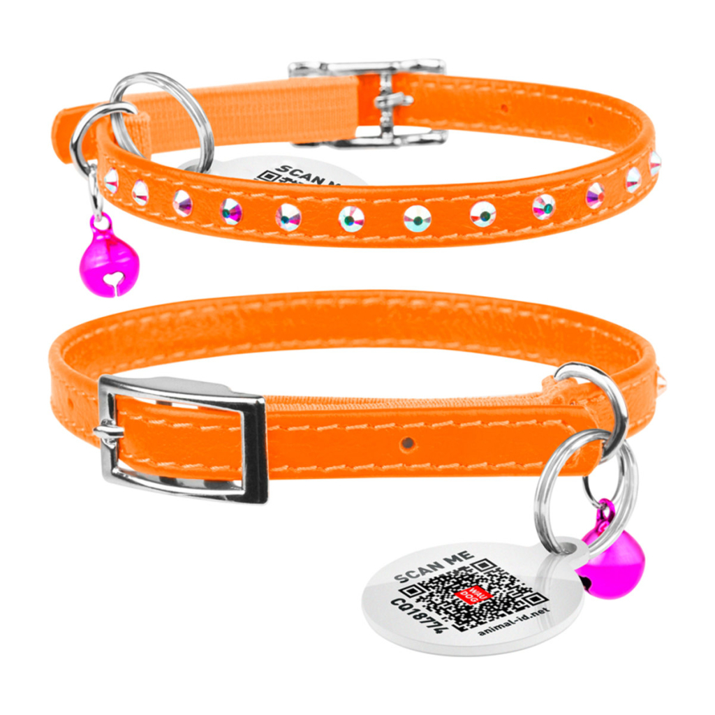 Нашийник для тварин WAUDOG GLAMOUR з резинкою і стразами для кішок (помаранчевий) (32544) - зображення 4