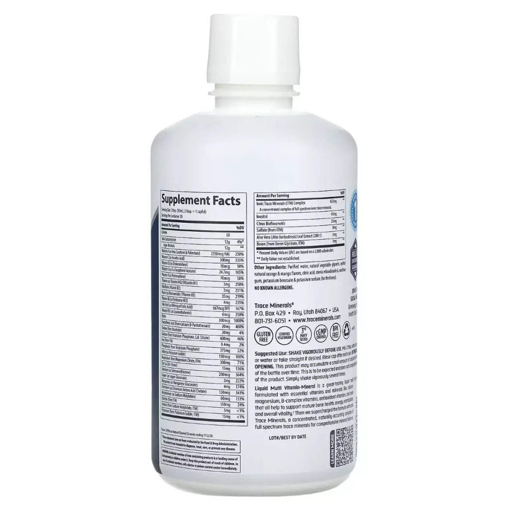 Мультивітамін Trace Minerals Рідкі мультивітаміни та мінерали, смак апельсин та манг (TMR-00082) - зображення 2