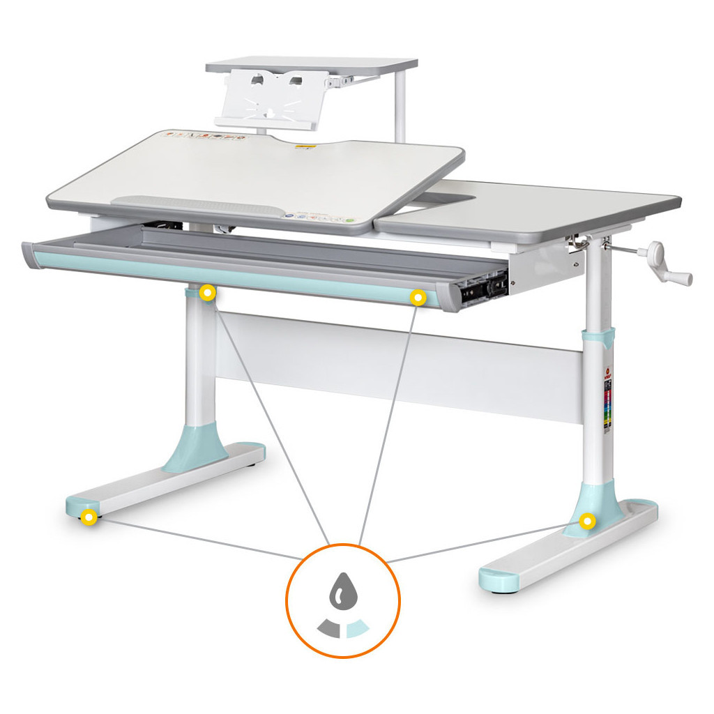 Парта Mealux Vancouver Multicolor Blue с полкой S50 (BD-620 W/G MC+BL+ S50 WG) - зображення 2