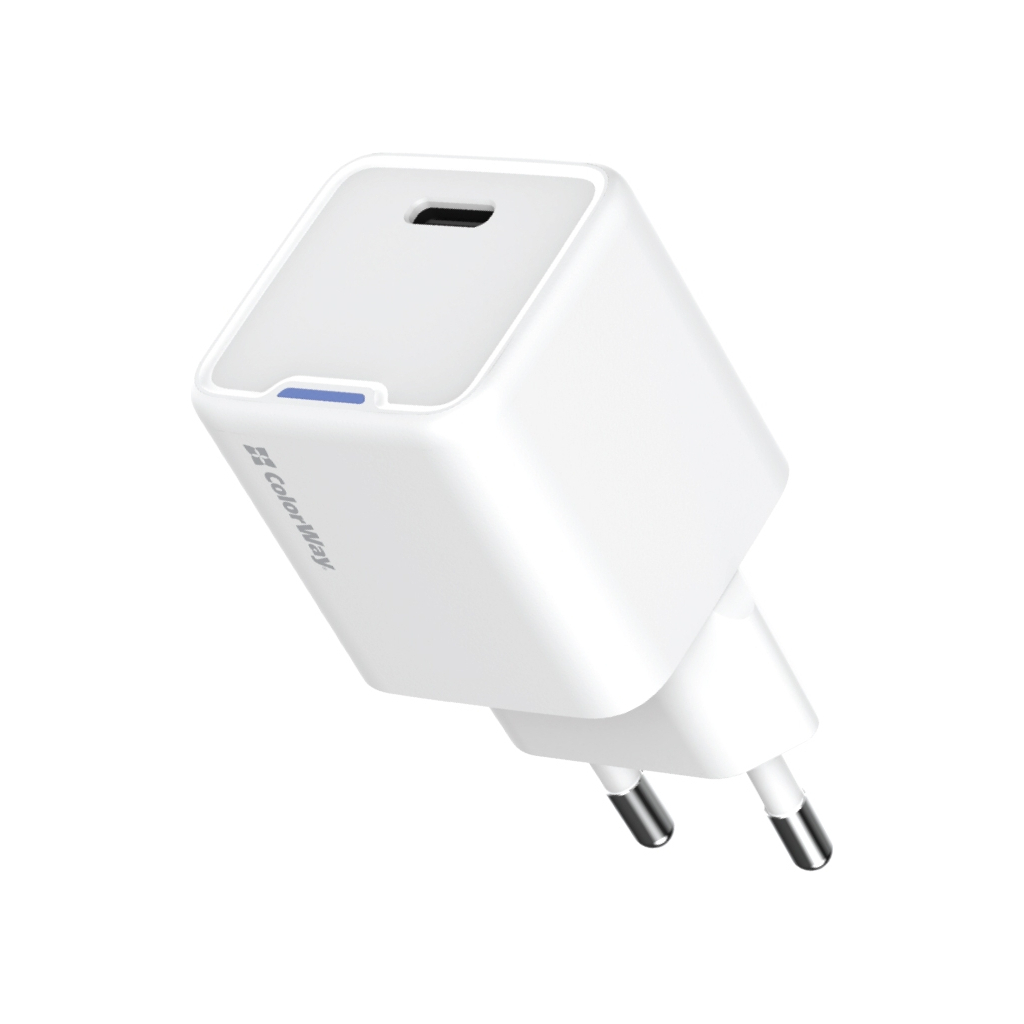 Зарядний пристрій ColorWay GaN Mini 25W PD Port PPS USB-C white (CW-CHS052PD-WT) - зображення 1