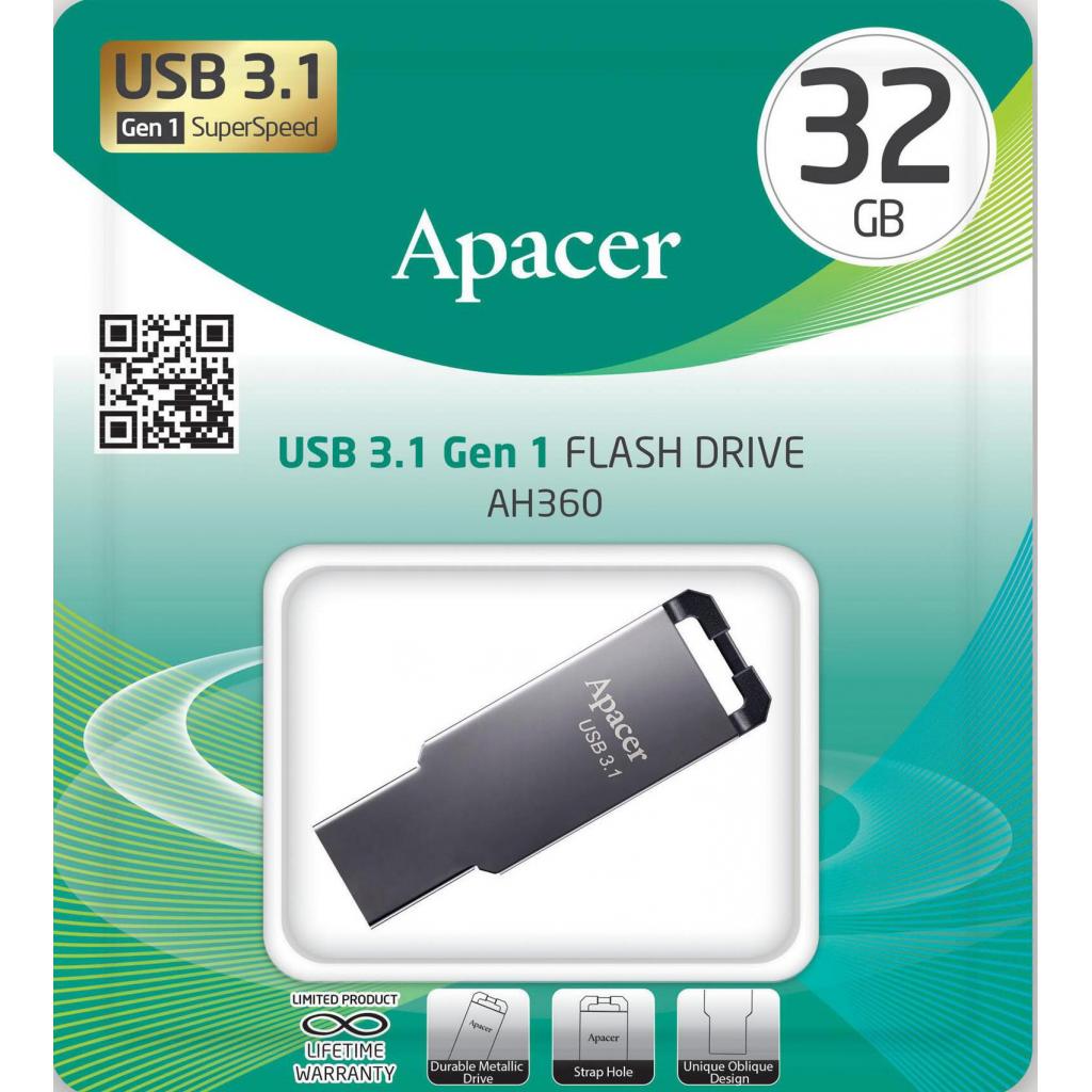 USB флеш накопичувач Apacer 32GB AH360 Ashy USB 3.1 Gen1 (AP32GAH360A-1) - зображення 4