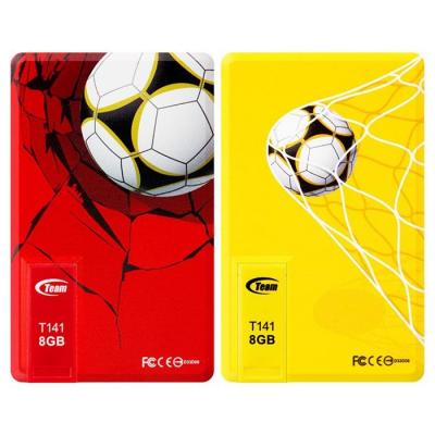 USB флеш накопичувач Team 16GB (2x8GB) T141 Football Cards Red & Yellow USB 2 (TT1418GZ13) - зображення 1