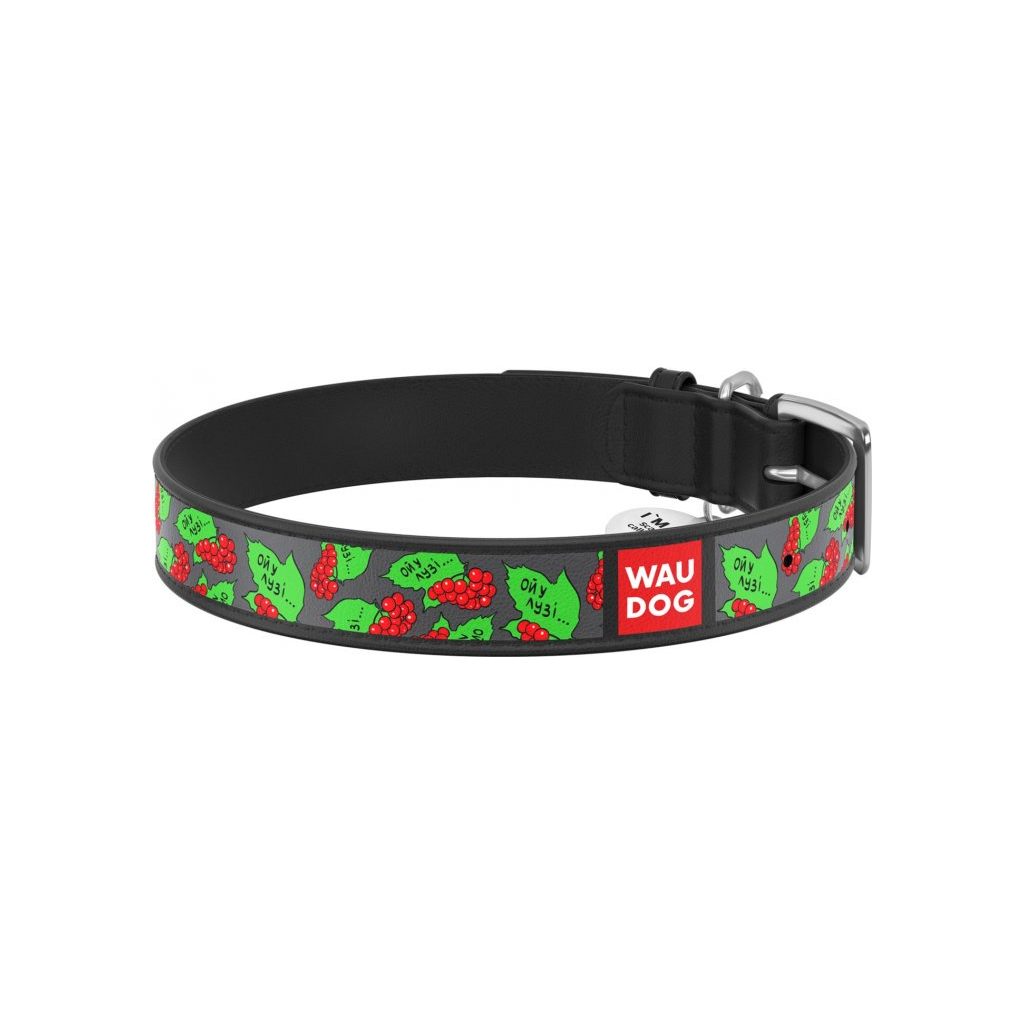 Нашийник для тварин WAUDOG Design з QR паспортом "Калина" XXS Ш 12 мм Д 18-24 см (чорний) (3601-0228-01) - зображення 2