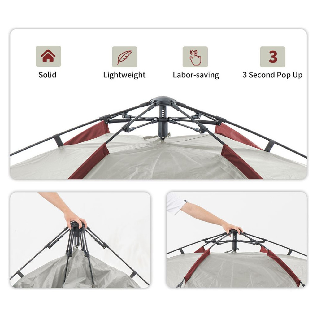 Намет Naturehike NH21ZP008 4x Grey/Red (6927595777572) - зображення 5