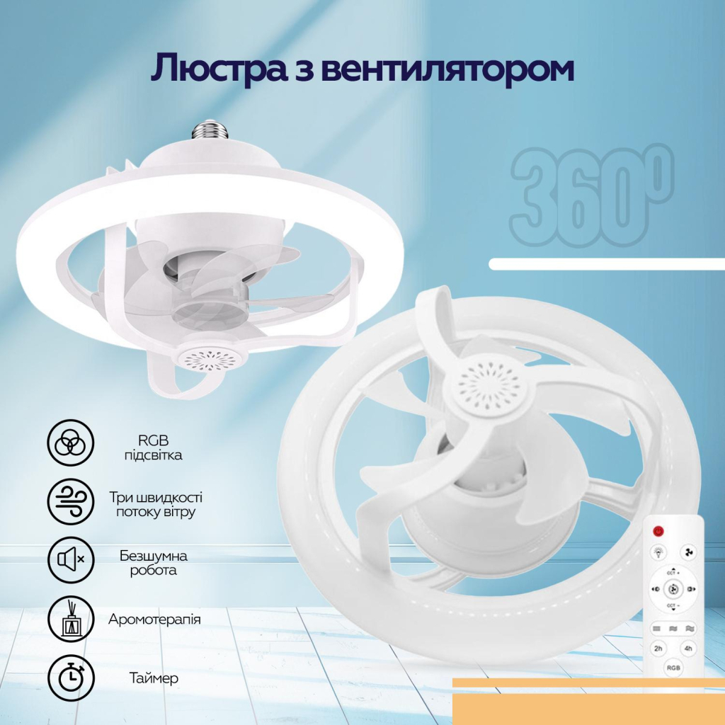 Вентилятор XoKo LED RGB Fan Light 100 Aroma (XK-FL-100RGB) - зображення 10