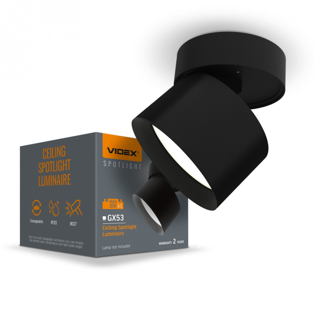 Світильник Videx під лампу GX53 поворотний Чорний (VL-SPF18B-B) - зображення 2