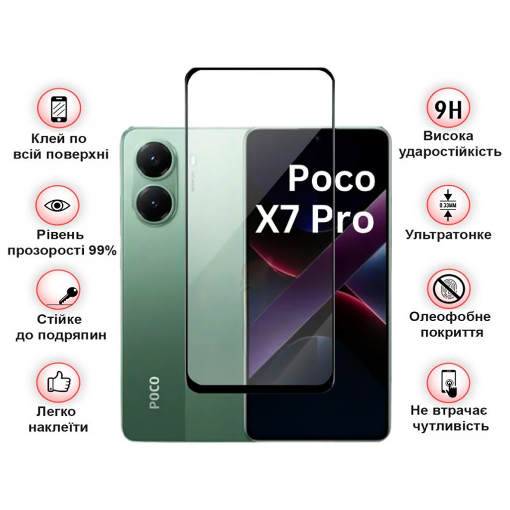 Скло захисне BeCover Poco X7 Pro Black (713415) - зображення 3