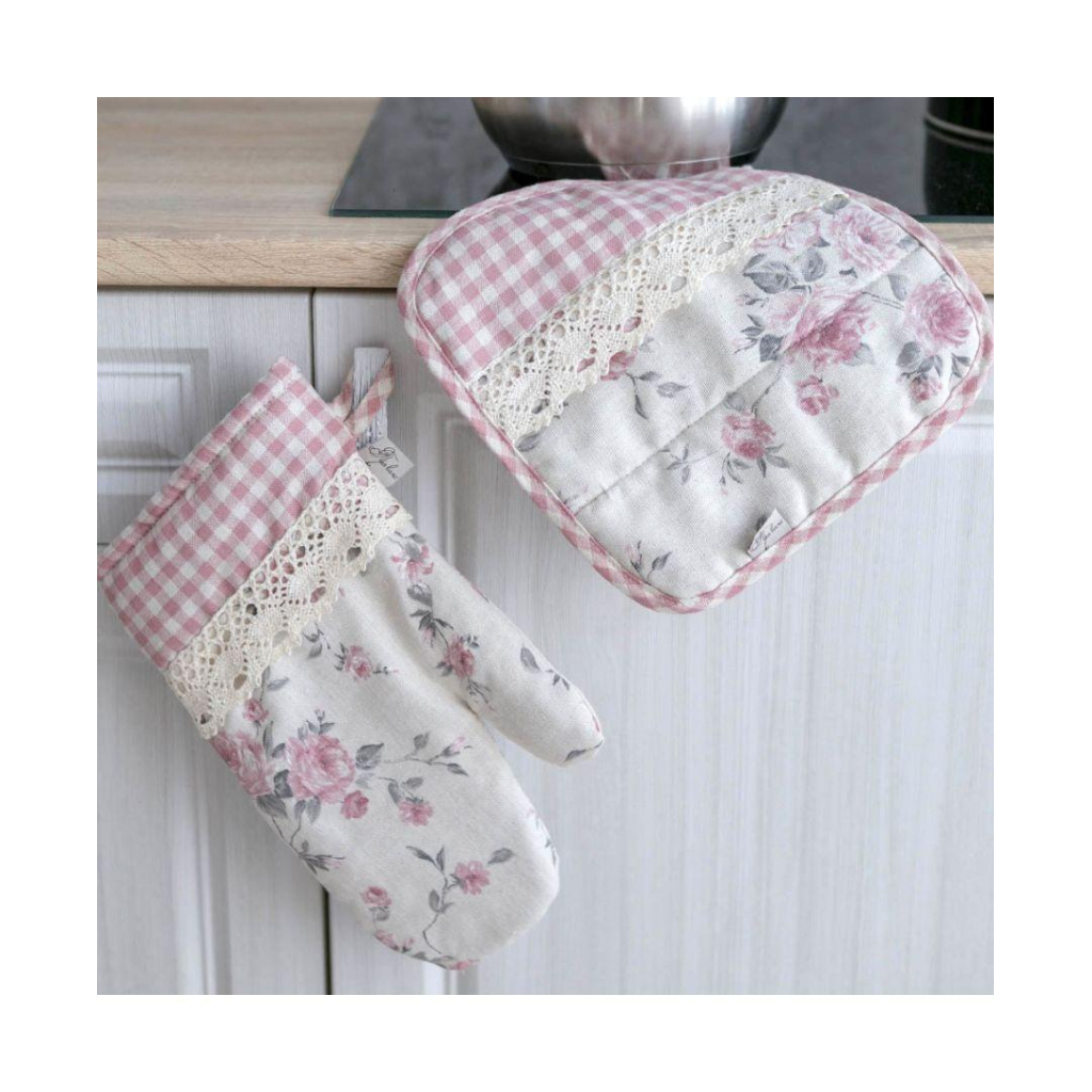 Кухонна прихватка Прованс Рукавичка Bella Троянди/Рожева клiтинка 33х16 (013537) - изображение 5
