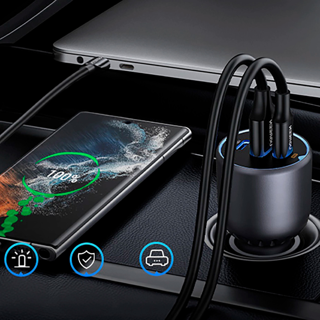 Зарядний пристрій Ugreen 3xUSB 130W (2xUSB-C+USB-A) QC3.0 (EC705) (35025) - зображення 3