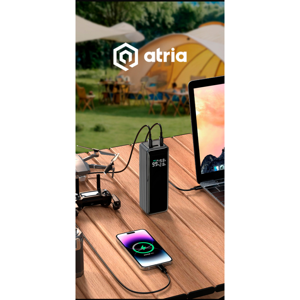 Батарея універсальна Atria 30000mAh PD/3.1/160W(Max)80W+80W, QC/3.0/22.5W (WPD-160S) - изображение 6