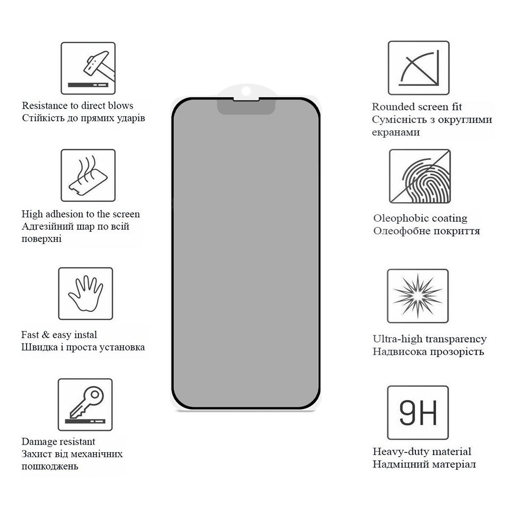 Скло захисне Drobak Matte Ceramics Anti Spy Apple iPhone 15 (292925) - зображення 2