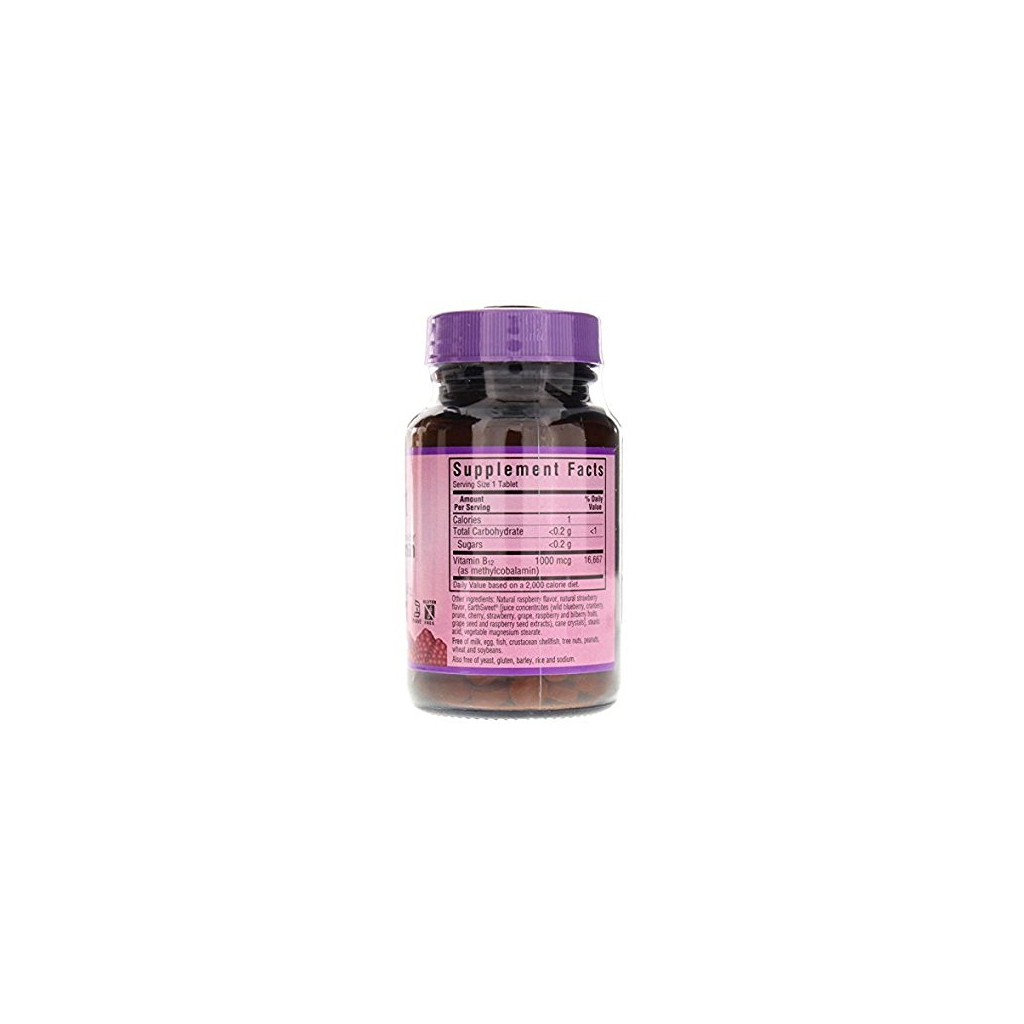 Вітамін Bluebonnet Nutrition Метилкобаламін (В12) 1000мкг, Смак Малини, Earth Sweet Chewa (BLB-00441) - зображення 2