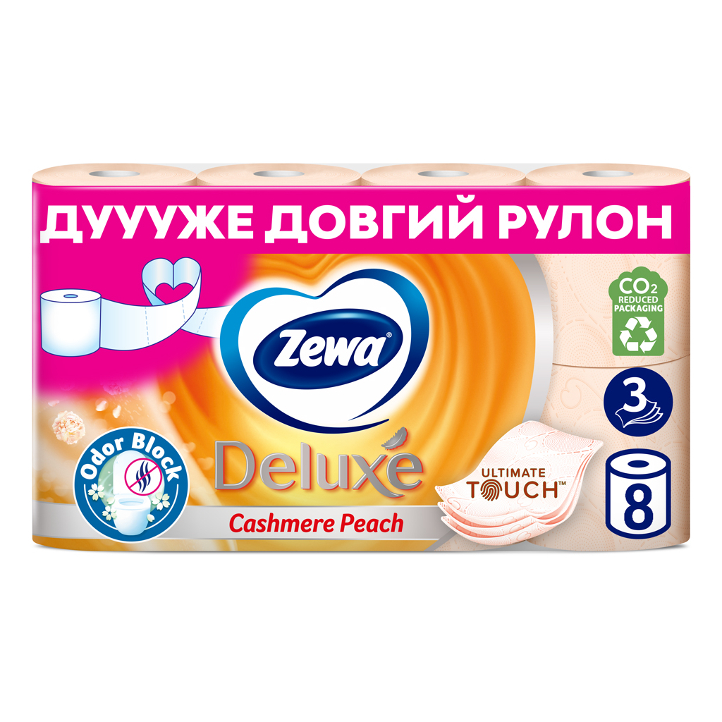 Туалетний папір Zewa Deluxe Персик 3 шари 8 рулонів (9011111035721/7322541171791) - зображення 2