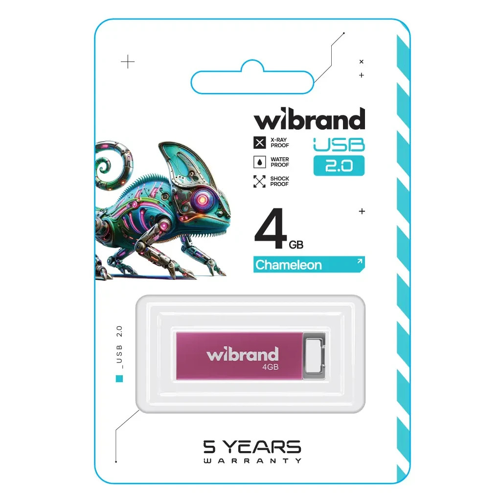 USB флеш накопичувач Wibrand 4GB Chameleon Pink USB 2.0 (WI2.0/CH4U6P) - зображення 2