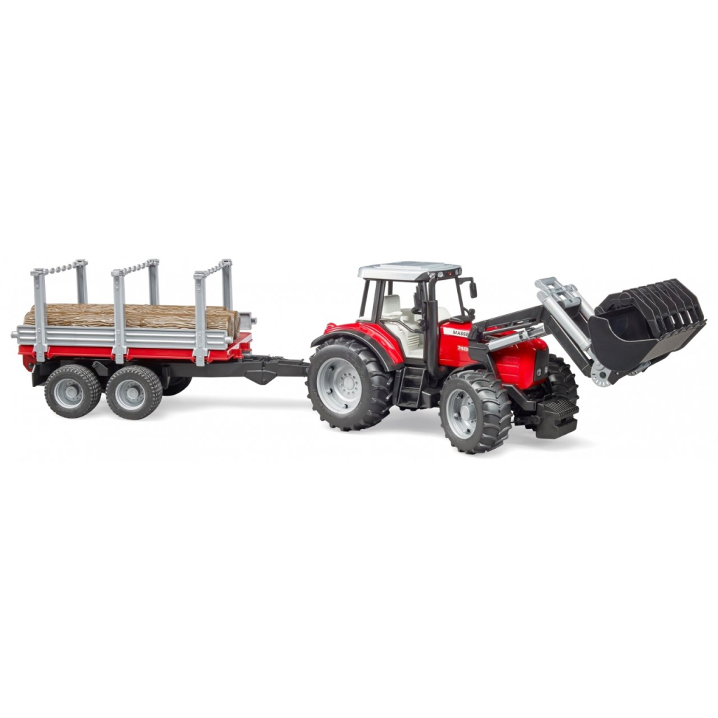 Спецтехніка Bruder трактор Massey Ferguson 7480 з навантажувачем і лісовим причепом 1:16 (02046) - зображення 2