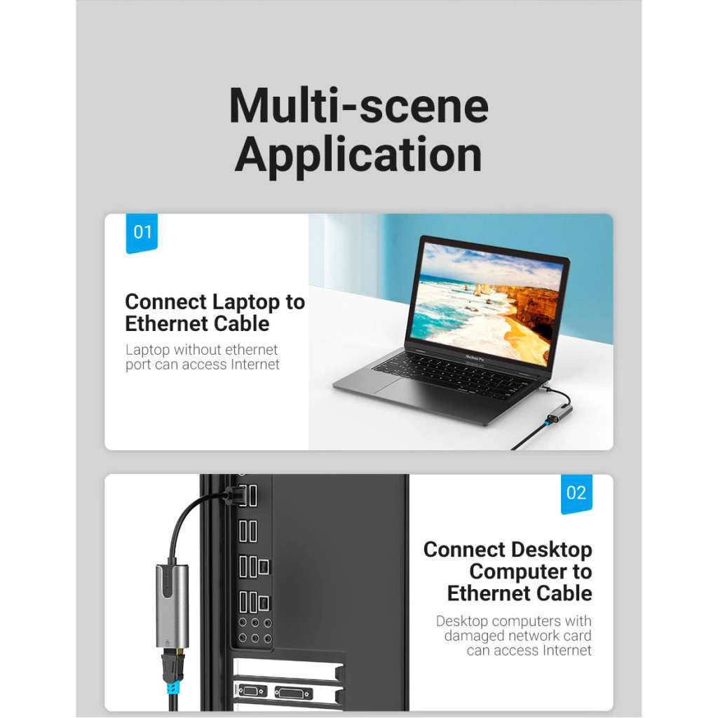 Перехідник USB 3.0 to Ethernet RJ45 1000Mb Aluminum black Vention (CEWHB) - изображение 8