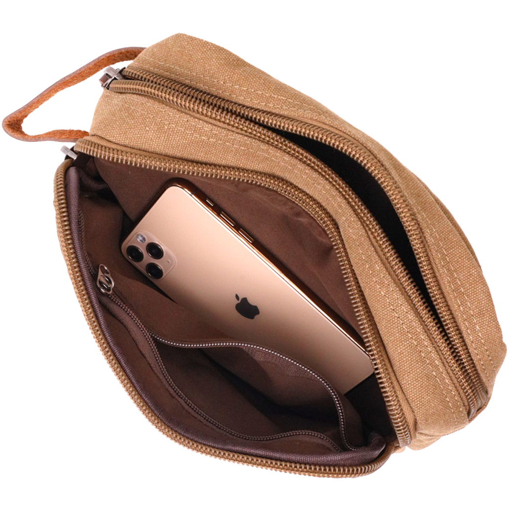 Сумка Vintage На два відділення з текстилю Коричнева (22235) - зображення 8