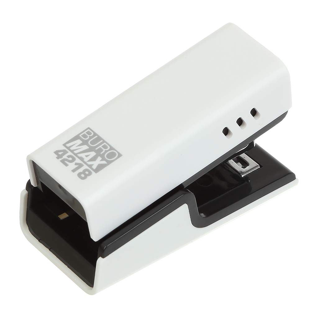 Степлер Buromax пластиковий МІНІ, 20 аркушів, (скоби №24; 26), 67,4 х 32,2 х 43,1 мм, білий (BM.4218-12) - зображення 1