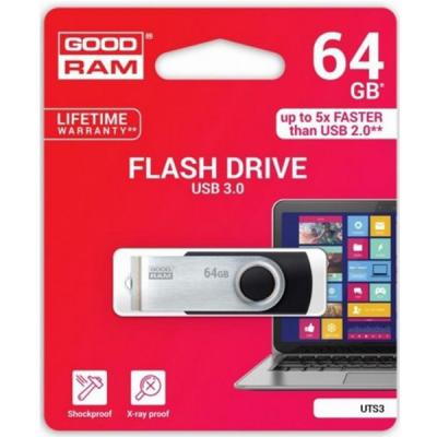 USB флеш накопичувач Goodram 64GB Twister Black USB 3.0 (UTS3-0640K0R11) - зображення 2