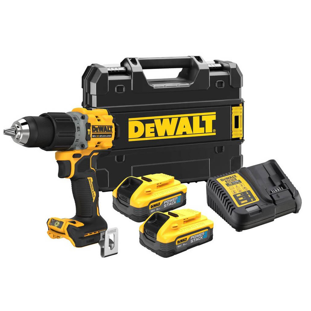 Шуруповерт DeWALT XR Li-Ion PowerStack 18 В, 2x5Ah, 90 Нм, 0-650/0-2000 об/хв, TSTAK (DCD805H2T) - зображення 1