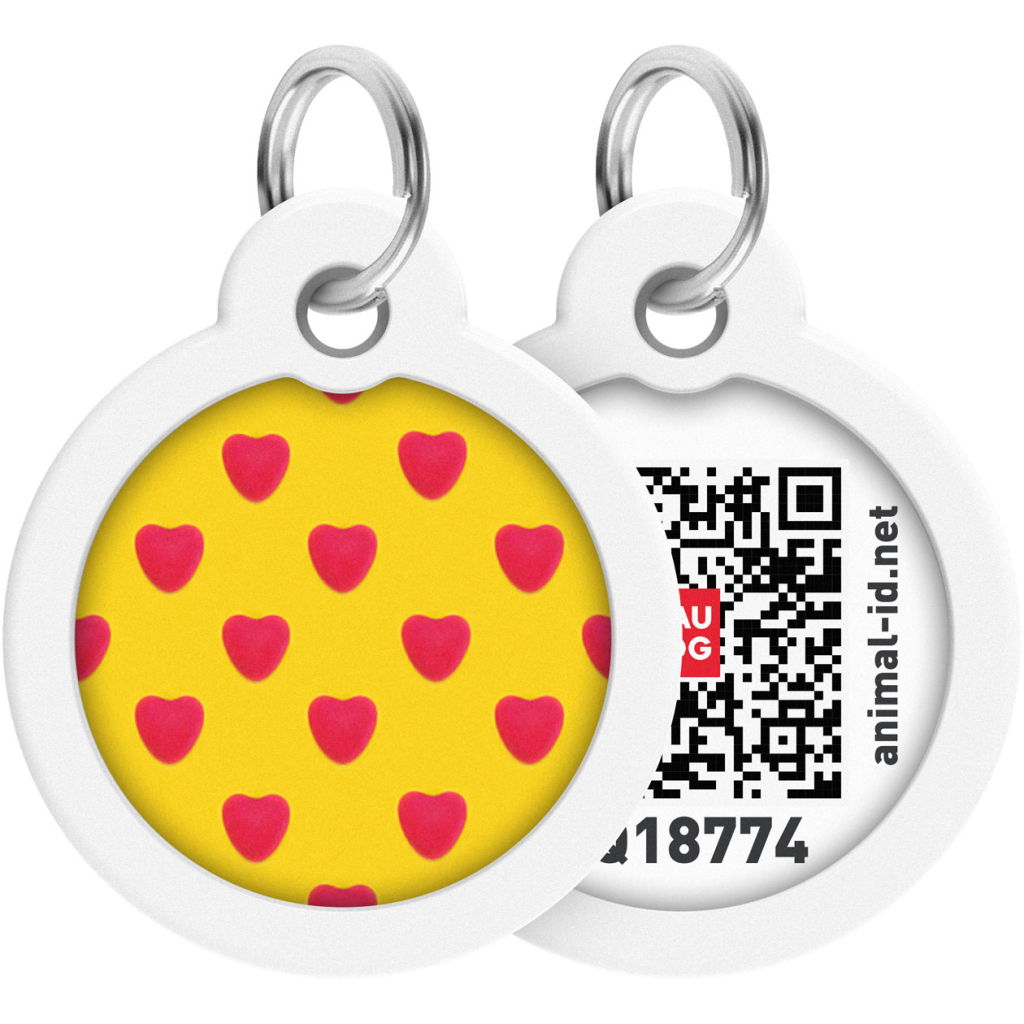 Адресник для тварин WAUDOG Smart ID з QR паспортом "Серця", круг 30 мм (230-0203) - зображення 1