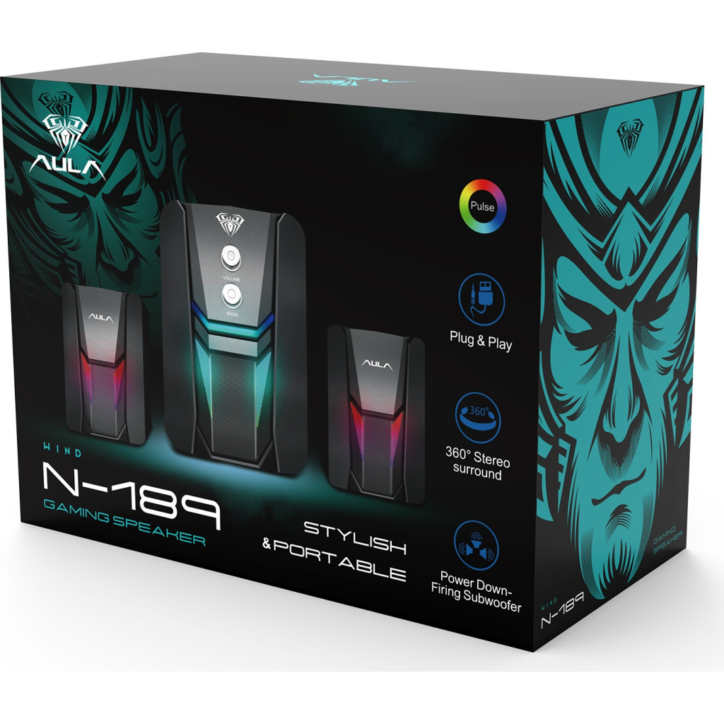 Акустична система Aula N-189 2.1 Led USB Black (6948391265070) - зображення 6