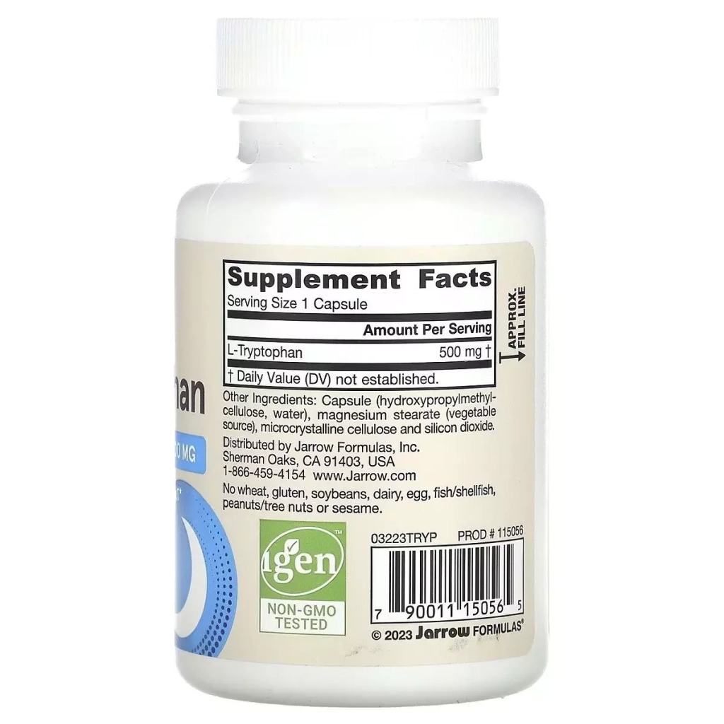Амінокислота Jarrow Formulas L-триптофан, 500 мг, L-Tryptophan, 60 вегетаріанських капсул (JRW-15056) - зображення 2