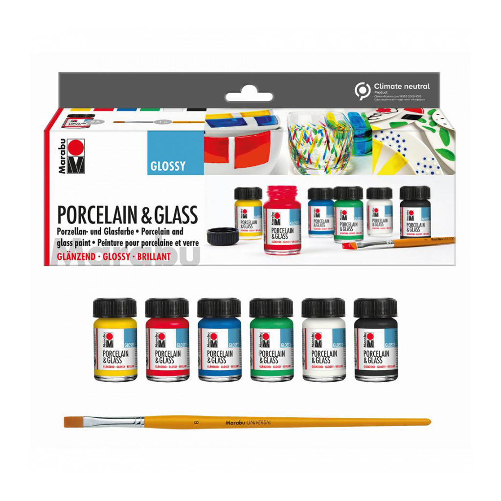 Акрилові фарби Marabu Porcelain & Glass, 6 кольорів 15 мл (4007751972378) - зображення 2