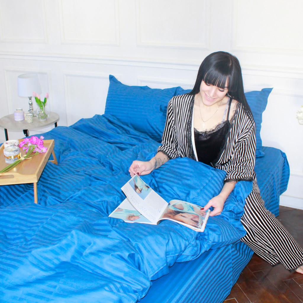 Постільна білизна MirSon Satin Stripe 30-0019 Blue 160х220 Сімейна (2200005254967) - изображение 7