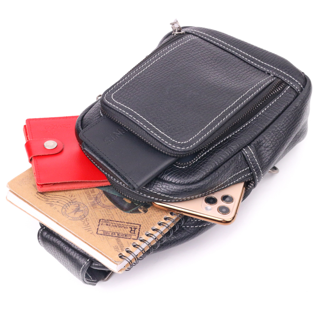 Сумка Vintage Через плече з натуральної шкіри Чорна (21284) - зображення 7