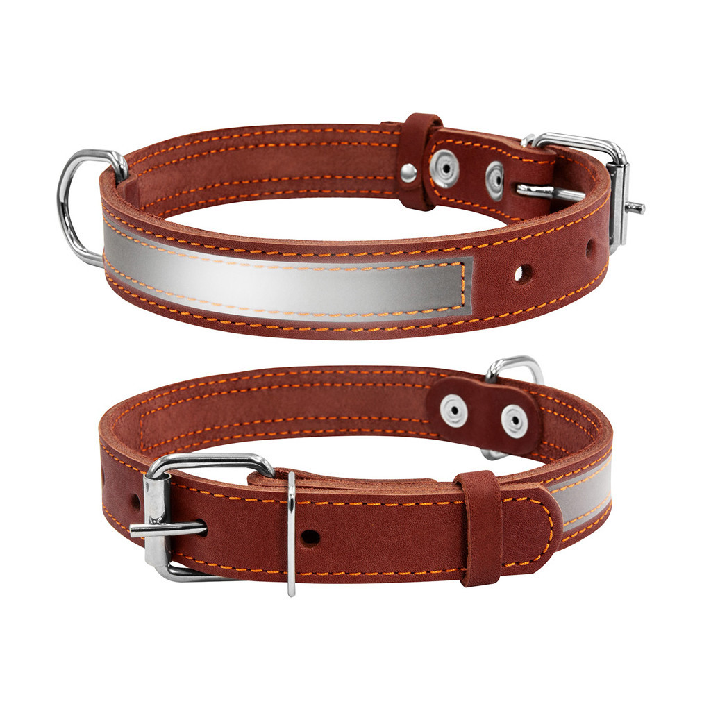 Нашийник для тварин Collar зі світловідбиваючою стрічкою Ш 35 мм Д 48-63 см коричневий (02986) - зображення 1